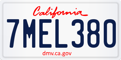 CA license plate 7MEL380