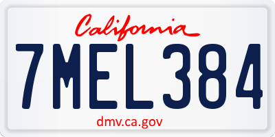 CA license plate 7MEL384