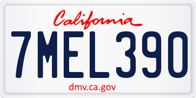CA license plate 7MEL390