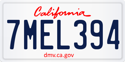 CA license plate 7MEL394