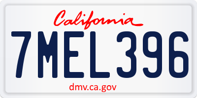 CA license plate 7MEL396