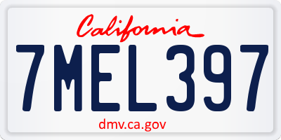 CA license plate 7MEL397