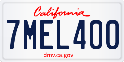 CA license plate 7MEL400