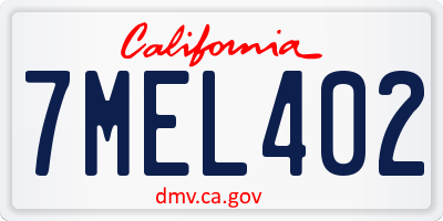 CA license plate 7MEL402