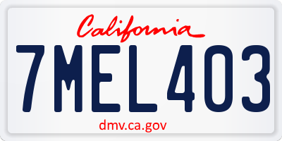 CA license plate 7MEL403