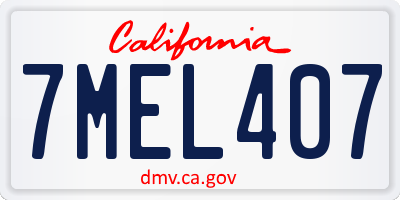 CA license plate 7MEL407