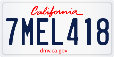 CA license plate 7MEL418