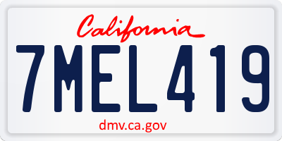 CA license plate 7MEL419