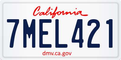 CA license plate 7MEL421