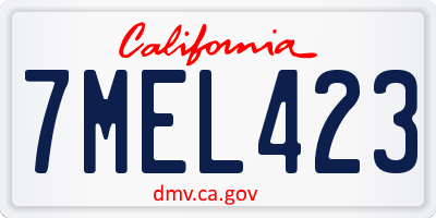 CA license plate 7MEL423