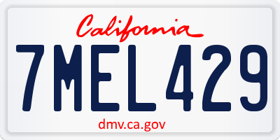 CA license plate 7MEL429