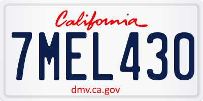 CA license plate 7MEL430