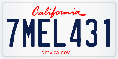 CA license plate 7MEL431