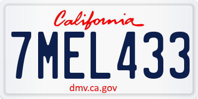 CA license plate 7MEL433