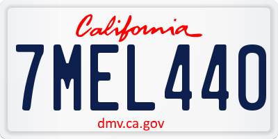 CA license plate 7MEL440