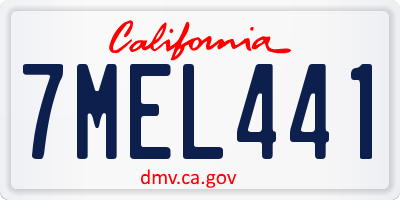 CA license plate 7MEL441