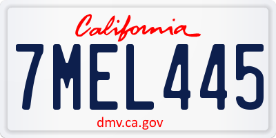 CA license plate 7MEL445