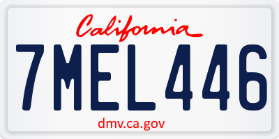 CA license plate 7MEL446