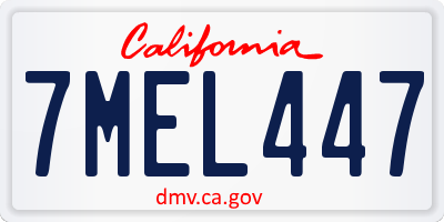 CA license plate 7MEL447