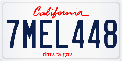 CA license plate 7MEL448