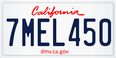 CA license plate 7MEL450