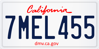 CA license plate 7MEL455