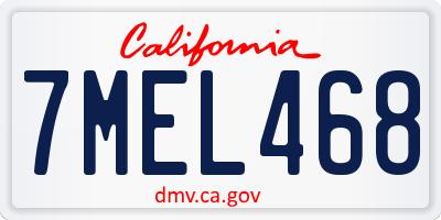 CA license plate 7MEL468