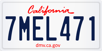 CA license plate 7MEL471