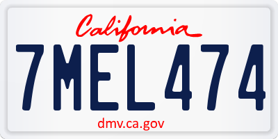 CA license plate 7MEL474