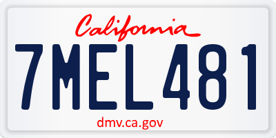 CA license plate 7MEL481