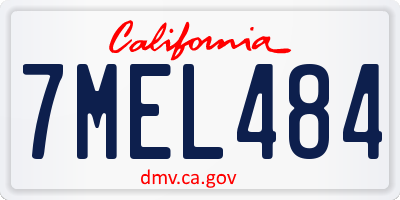 CA license plate 7MEL484