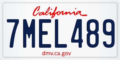 CA license plate 7MEL489
