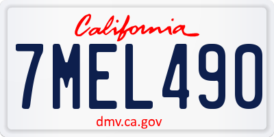 CA license plate 7MEL490