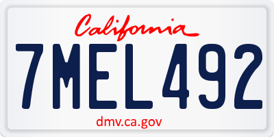 CA license plate 7MEL492