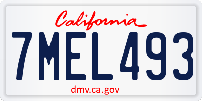 CA license plate 7MEL493
