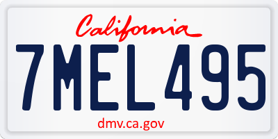 CA license plate 7MEL495