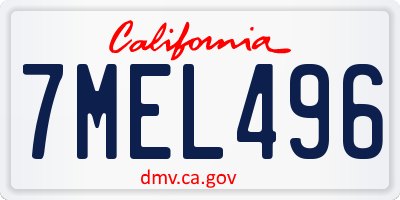 CA license plate 7MEL496