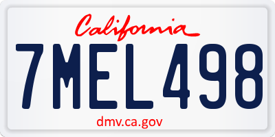 CA license plate 7MEL498