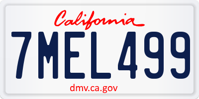 CA license plate 7MEL499