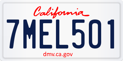 CA license plate 7MEL501