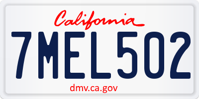 CA license plate 7MEL502