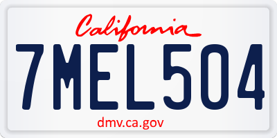 CA license plate 7MEL504