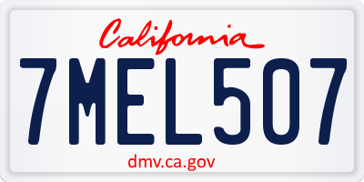 CA license plate 7MEL507