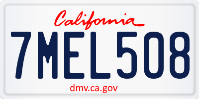 CA license plate 7MEL508