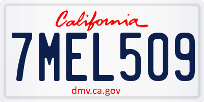 CA license plate 7MEL509