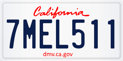 CA license plate 7MEL511