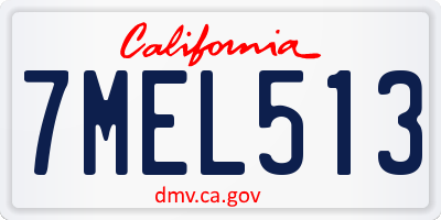 CA license plate 7MEL513