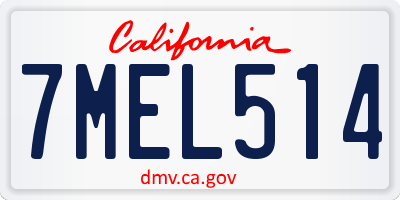 CA license plate 7MEL514