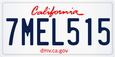 CA license plate 7MEL515