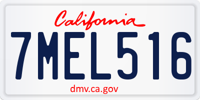 CA license plate 7MEL516